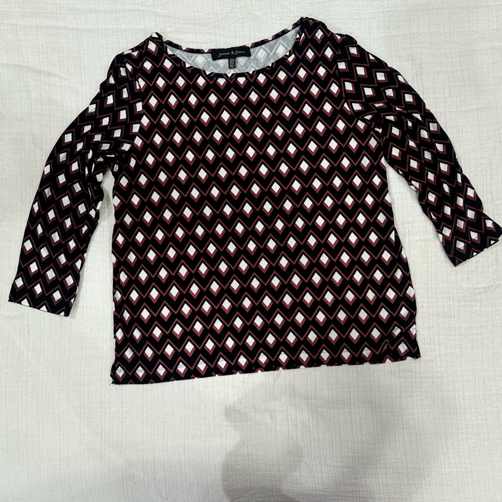 Chic 3/4 Sleeve Diamond Pattern Top